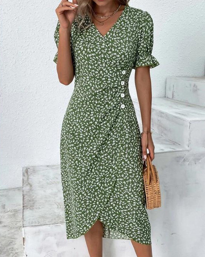 Robe Femme Fleurie Col V Légère Casual Été