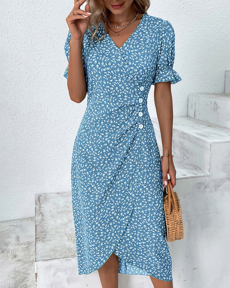 Robe Femme Fleurie Col V Légère Casual Été