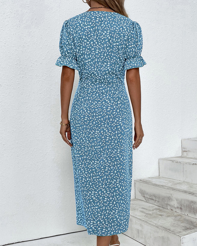 Robe Femme Fleurie Col V Légère Casual Été