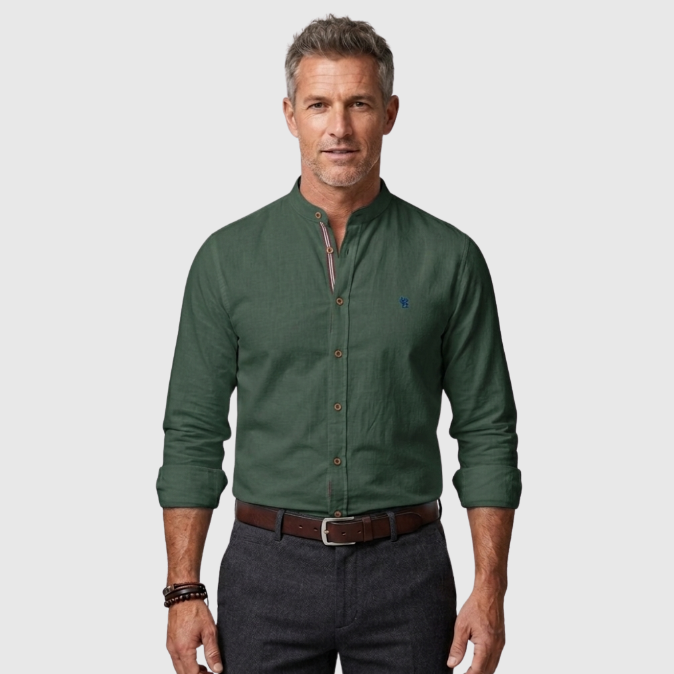 Chemise homme manches longues chaude col boutonné coupe classique hiver