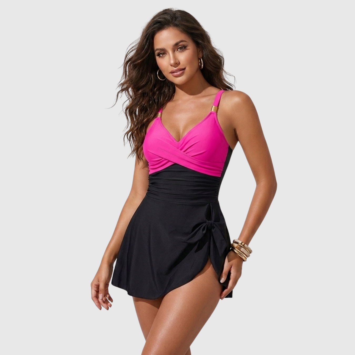 Maillot de bain une pièce femme effet gainant avec jupe intégrée
