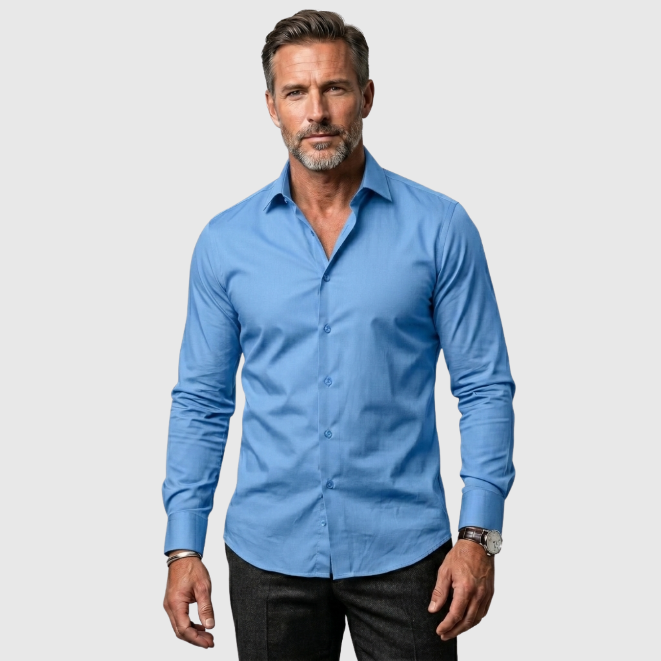 Chemise homme manches longues col classique coupe ajustée boutonnée