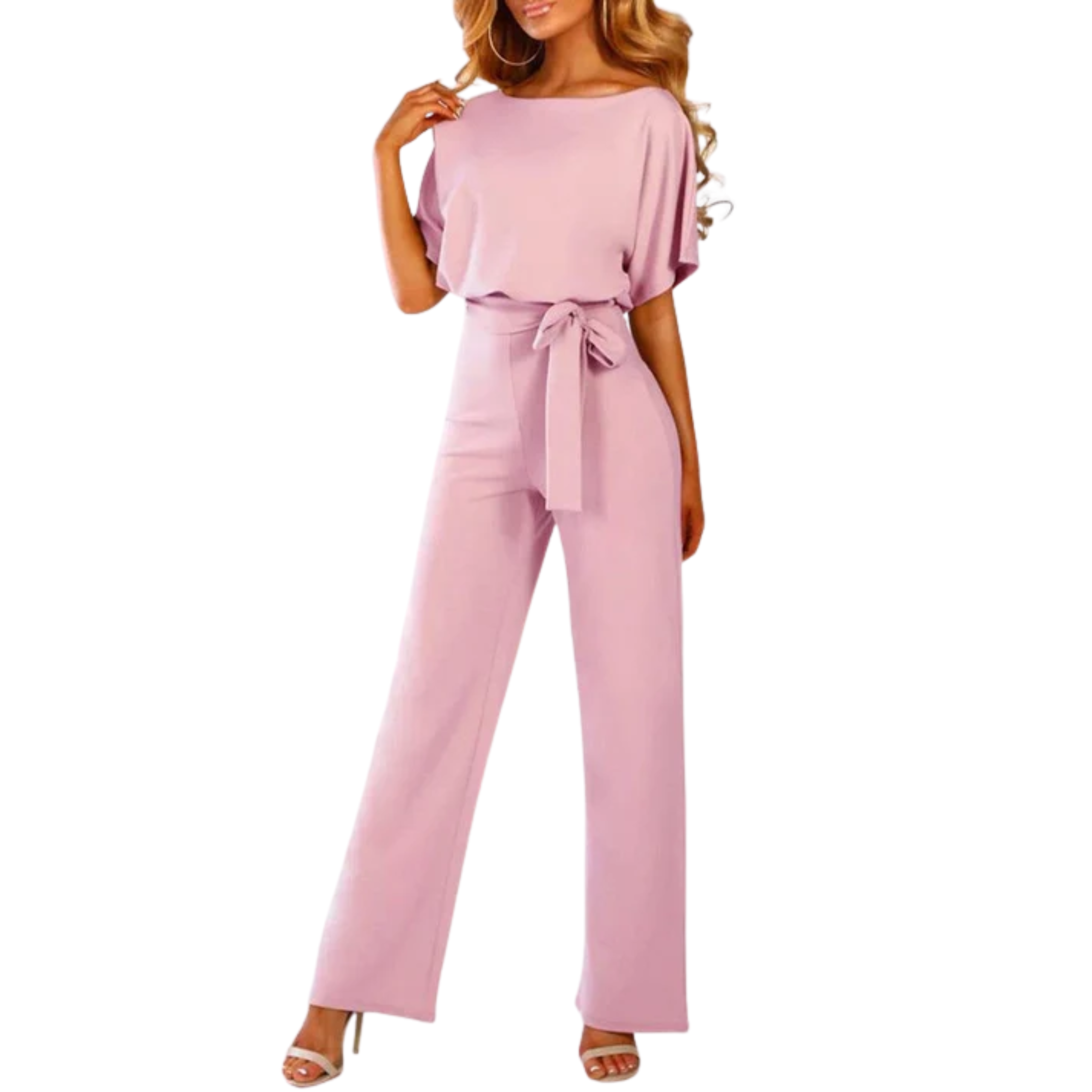 Combinaison pantalon large — manches courtes et ceinture — quotidien