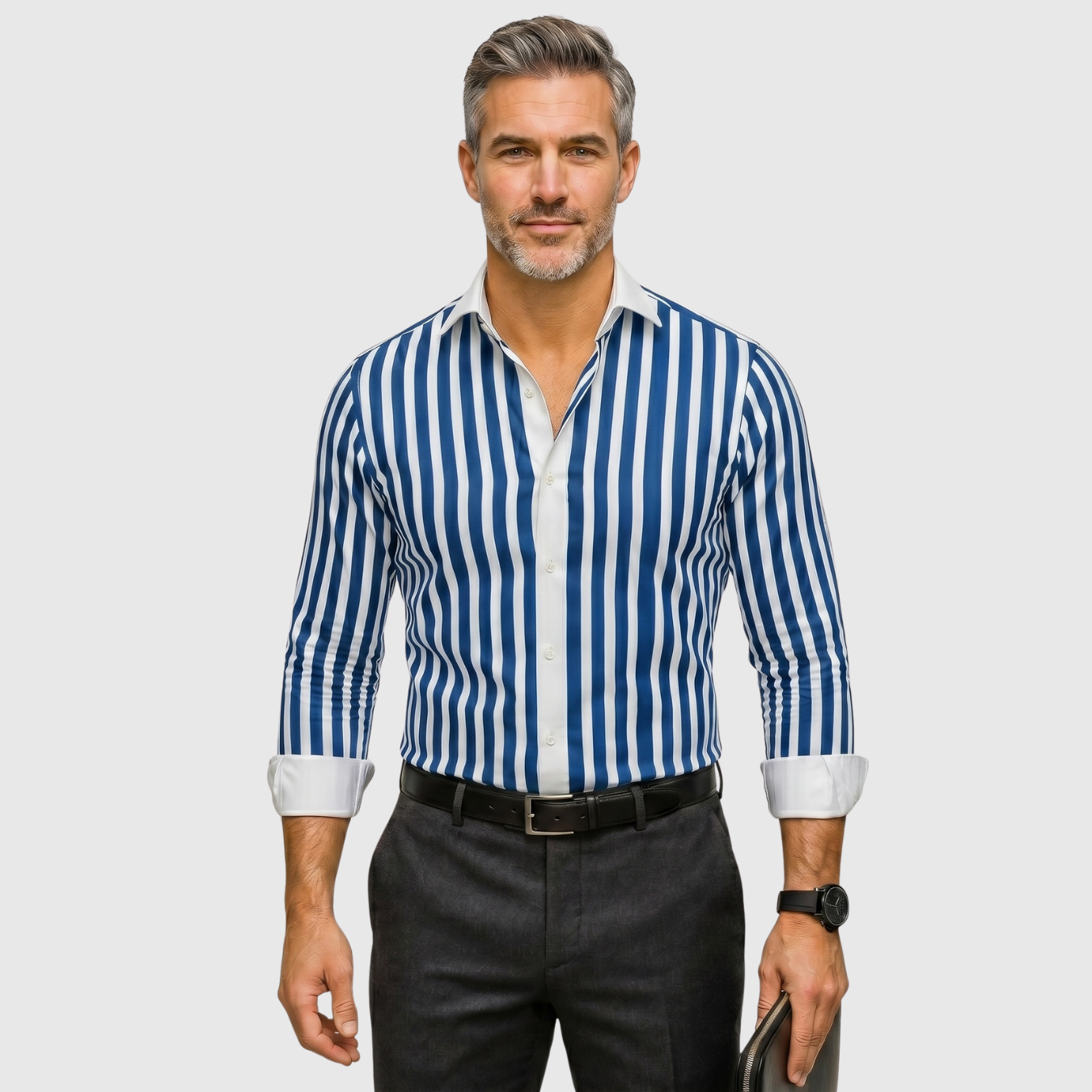 Chemise homme rayée coupe ajustée manches longues