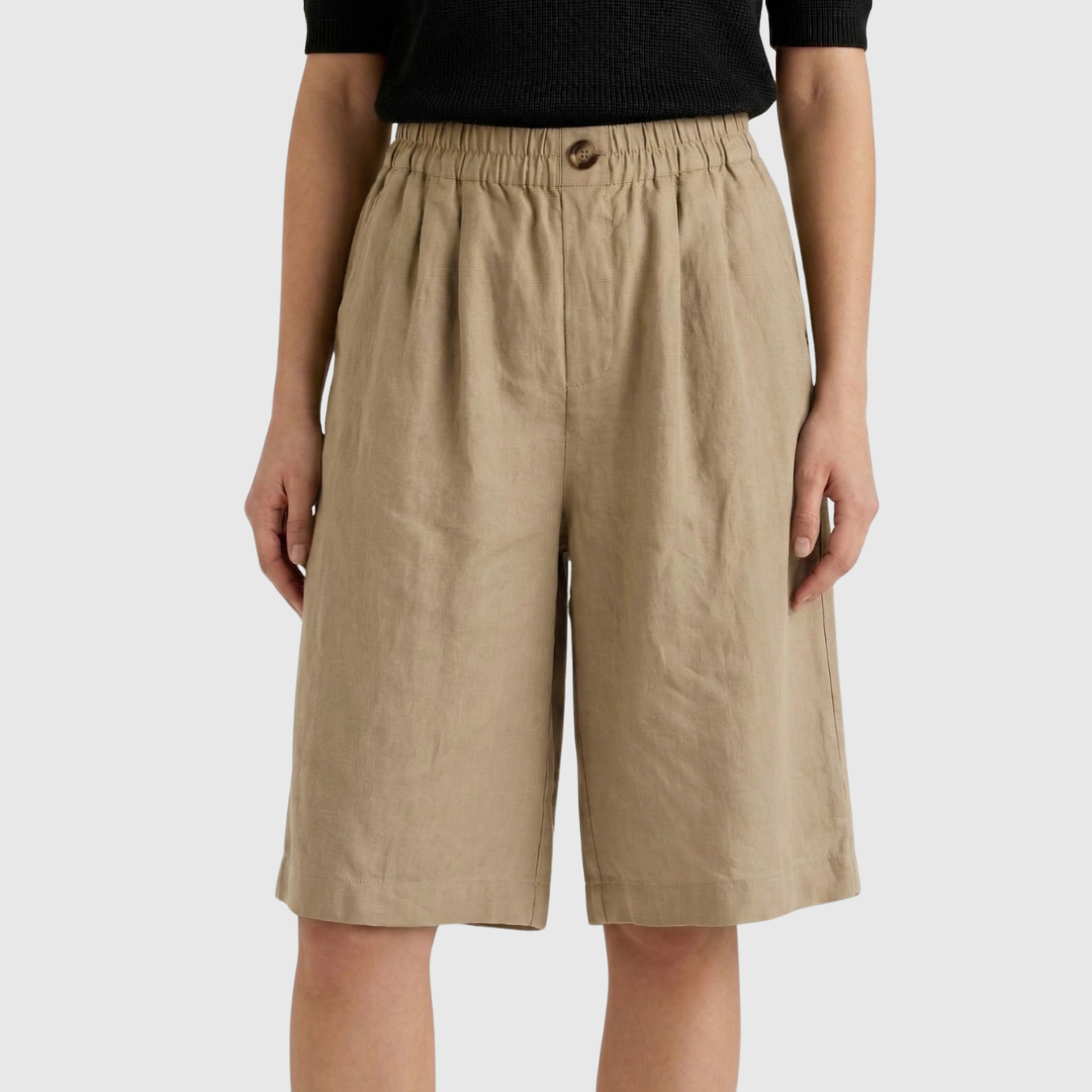 Short femme taille haute élastique coupe ample confort été coton