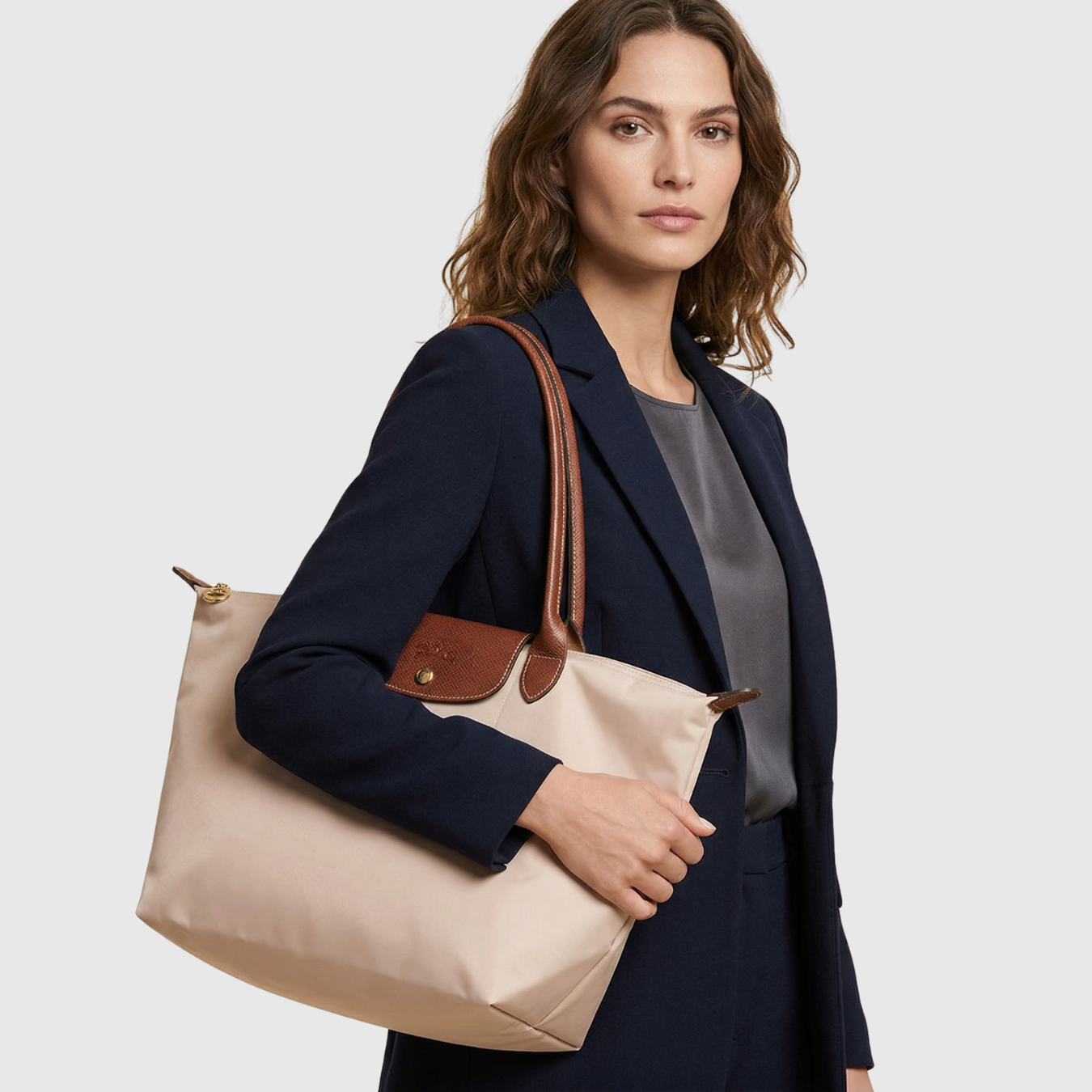 Sac cabas femme toile synthétique fermeture pression anses longues
