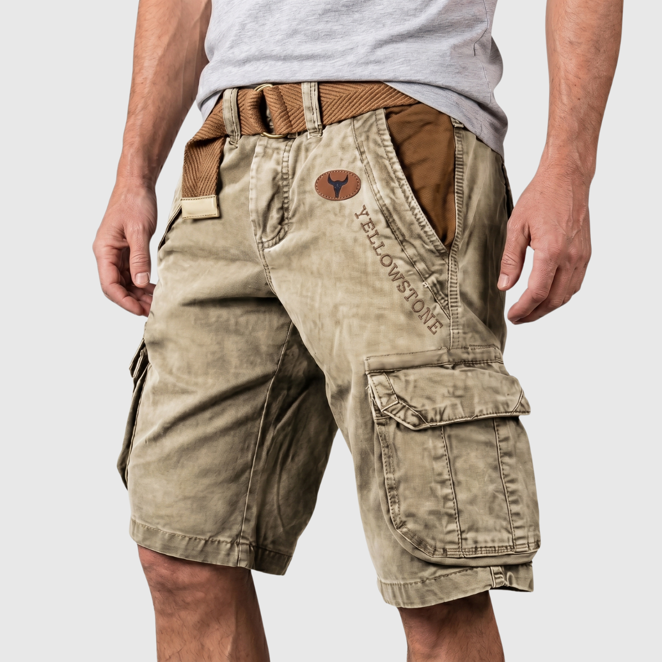 Short cargo homme multipoches coupe décontractée fermeture zippée