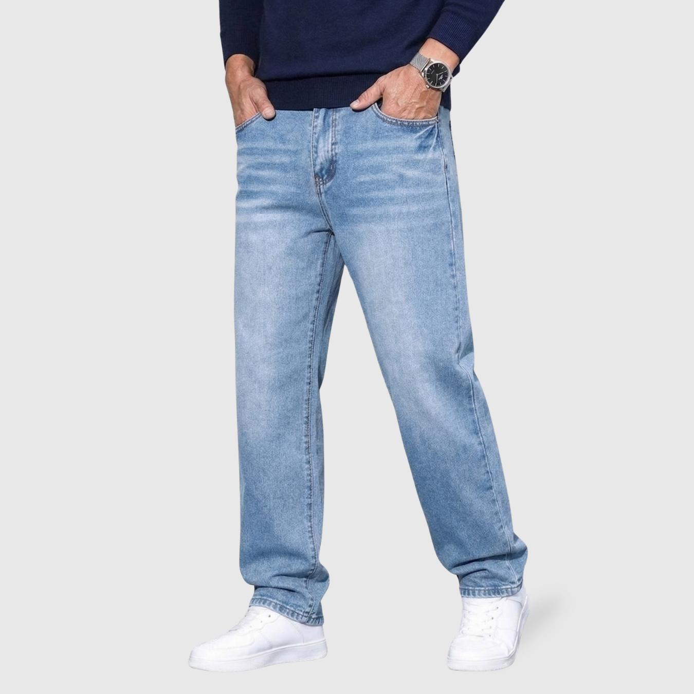 Jean baggy homme coupe large denim taille haute pantalon streetwear