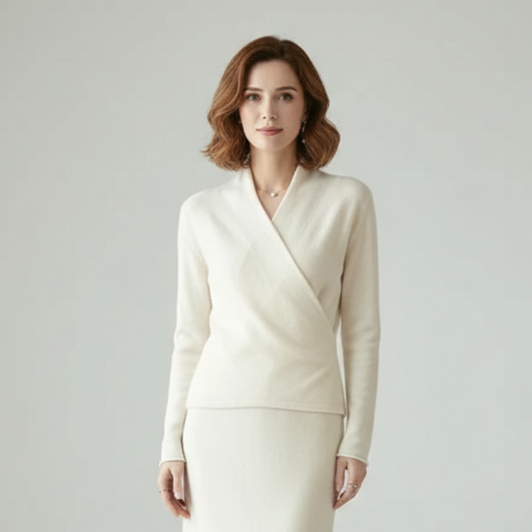 Pull croisé effet cache-cœur en mélange de laine