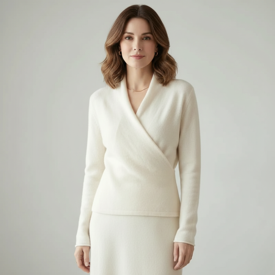 Pull croisé effet cache-cœur en mélange de laine