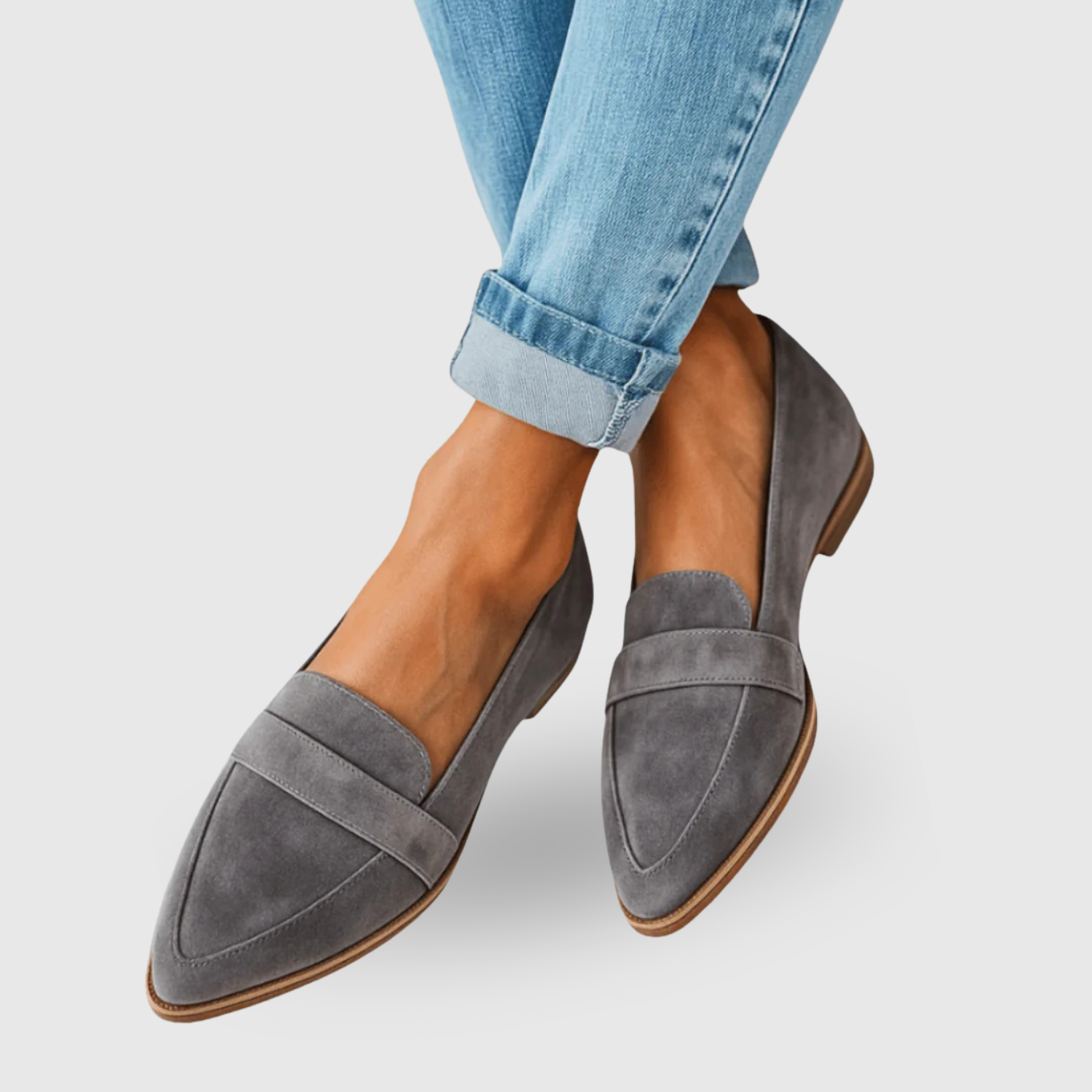 Mocassins femme en suédine semelle plate chaussures slip-on confortables