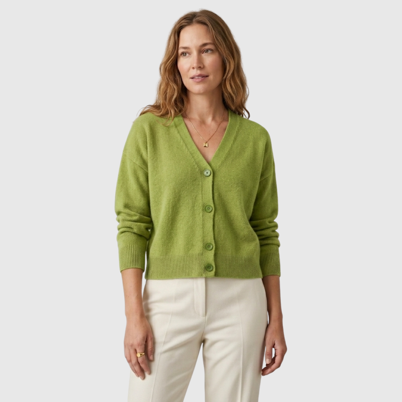 Gilet femme col V boutonné manches longues coupe décontractée