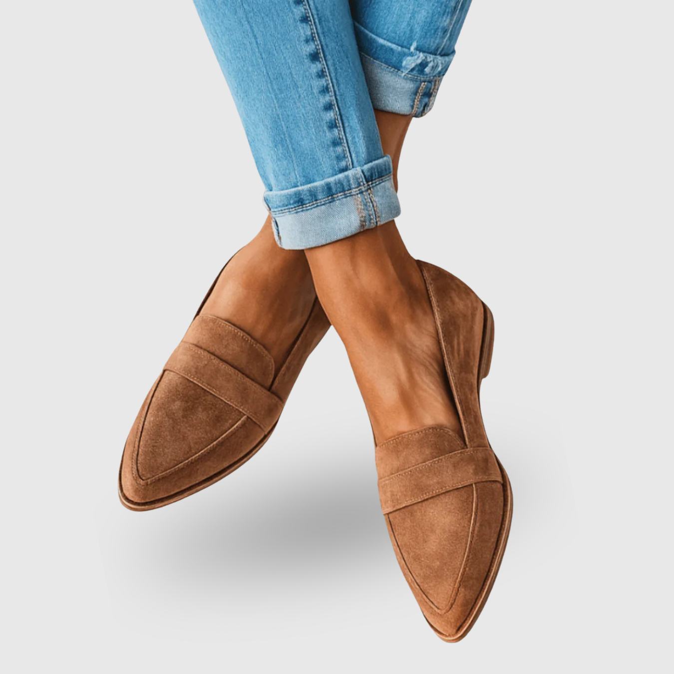 Mocassins femme en suédine semelle plate chaussures slip-on confortables