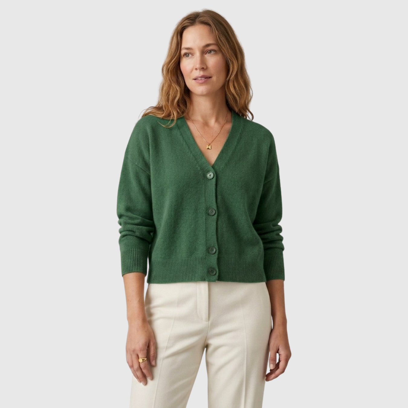 Gilet femme col V boutonné manches longues coupe décontractée