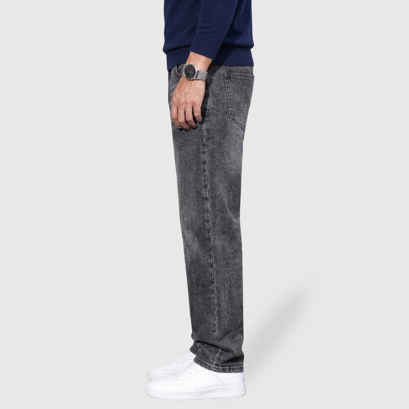 Jean baggy homme coupe large denim taille haute pantalon streetwear