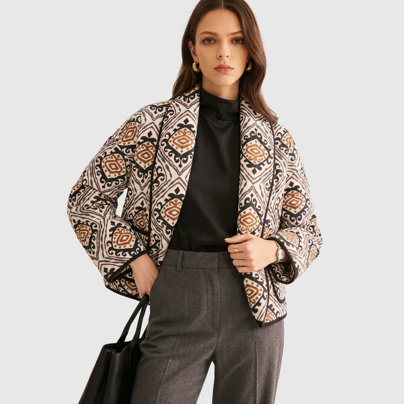 Veste femme imprimé ethnique coupe ample style bohème