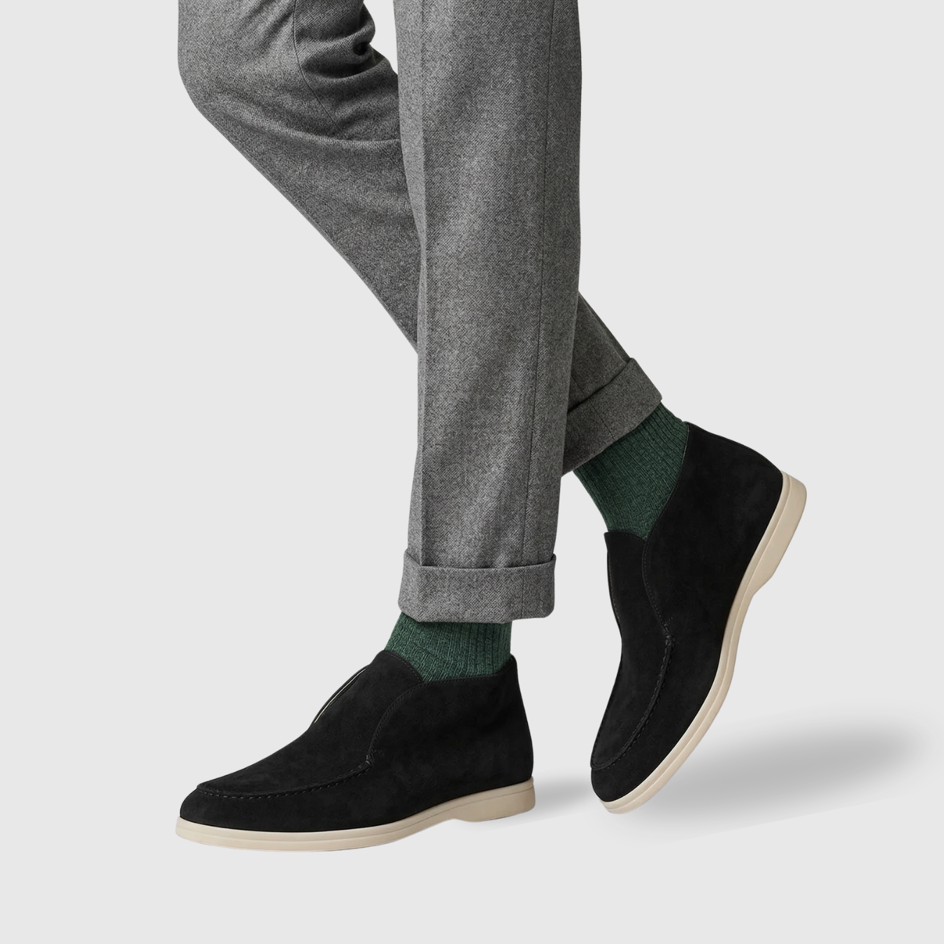 Chaussures homme daim type mocassins semelle plate style casual classique