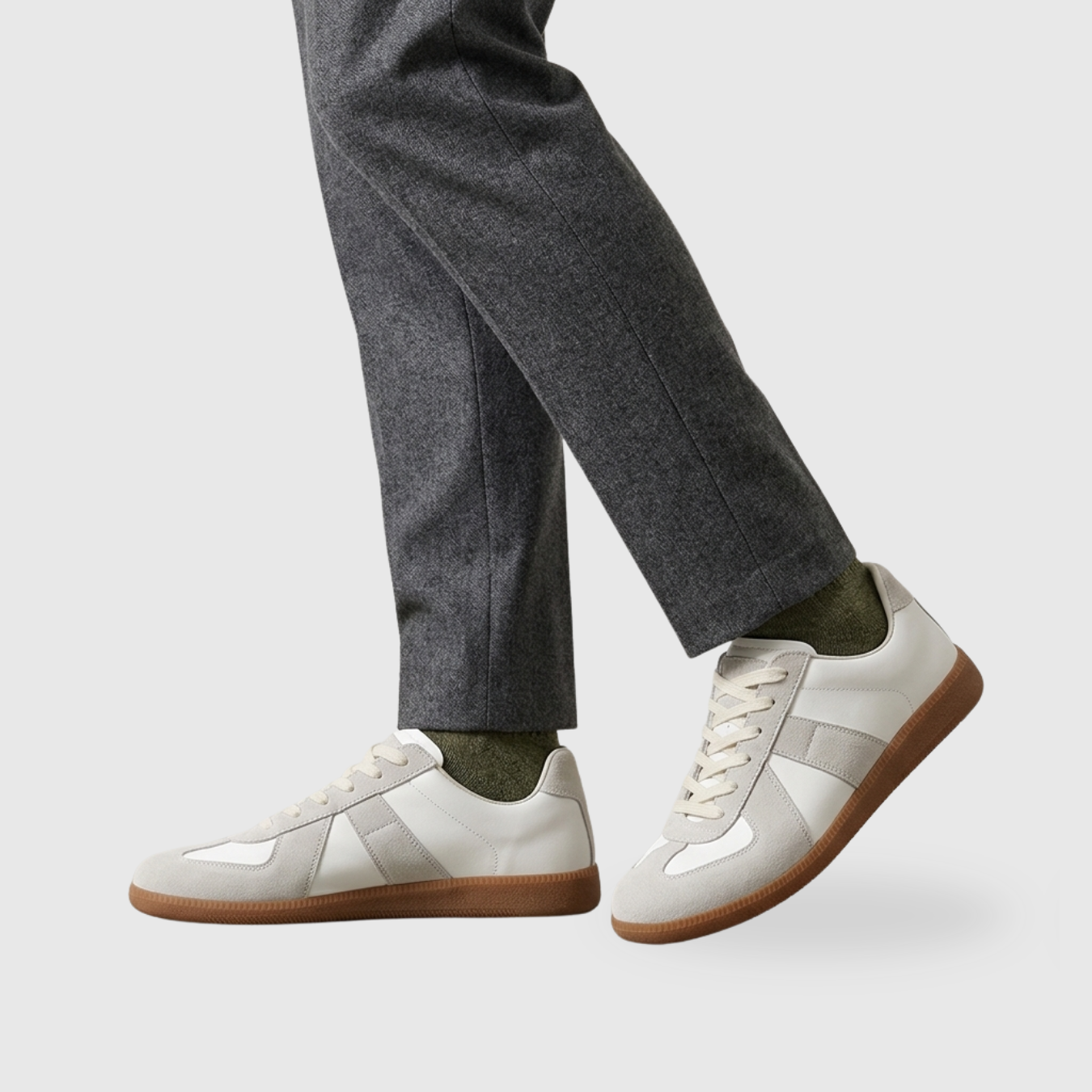 Baskets cuir homme style German Army semelle gomme