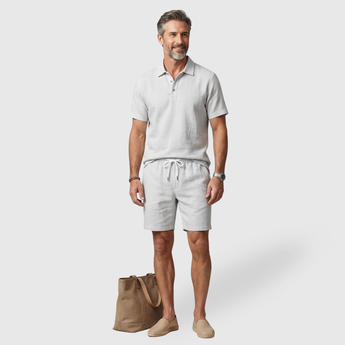 Ensemble homme polo manches courtes et short coupe décontractée