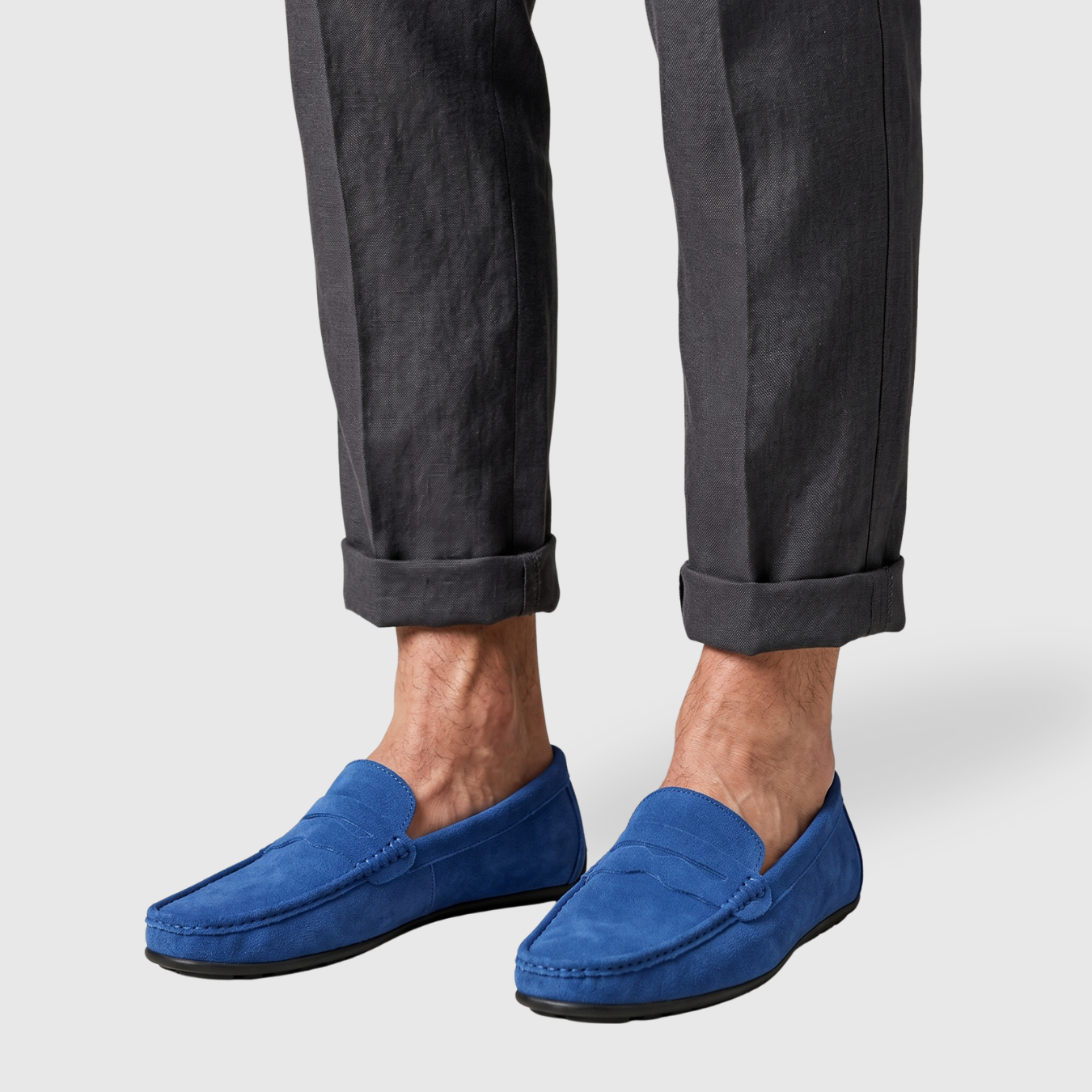 Mocassins homme en suédine à enfiler semelle souple