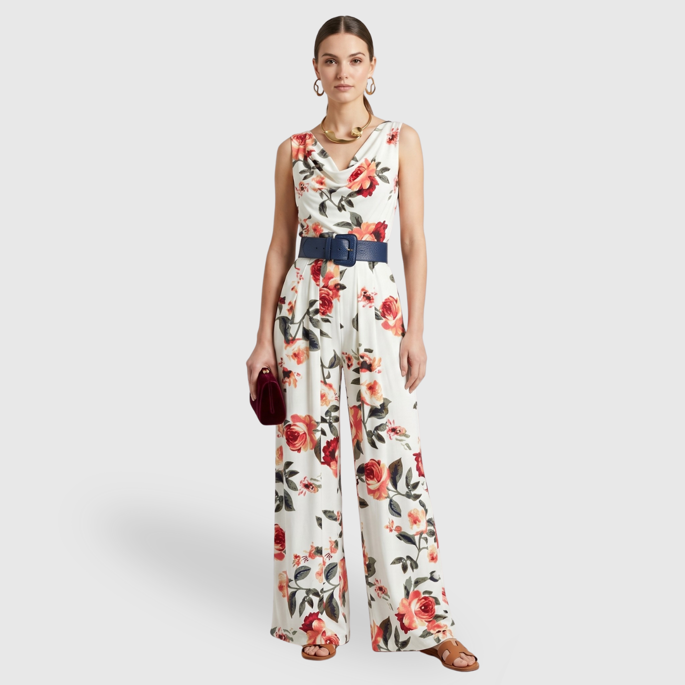 Combinaison femme épaules dénudées coupe large imprimé floral