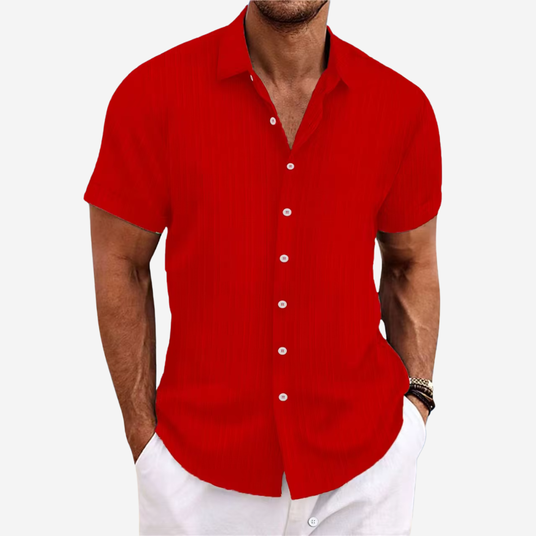 Chemise homme mélange lin coton coupe régulière été