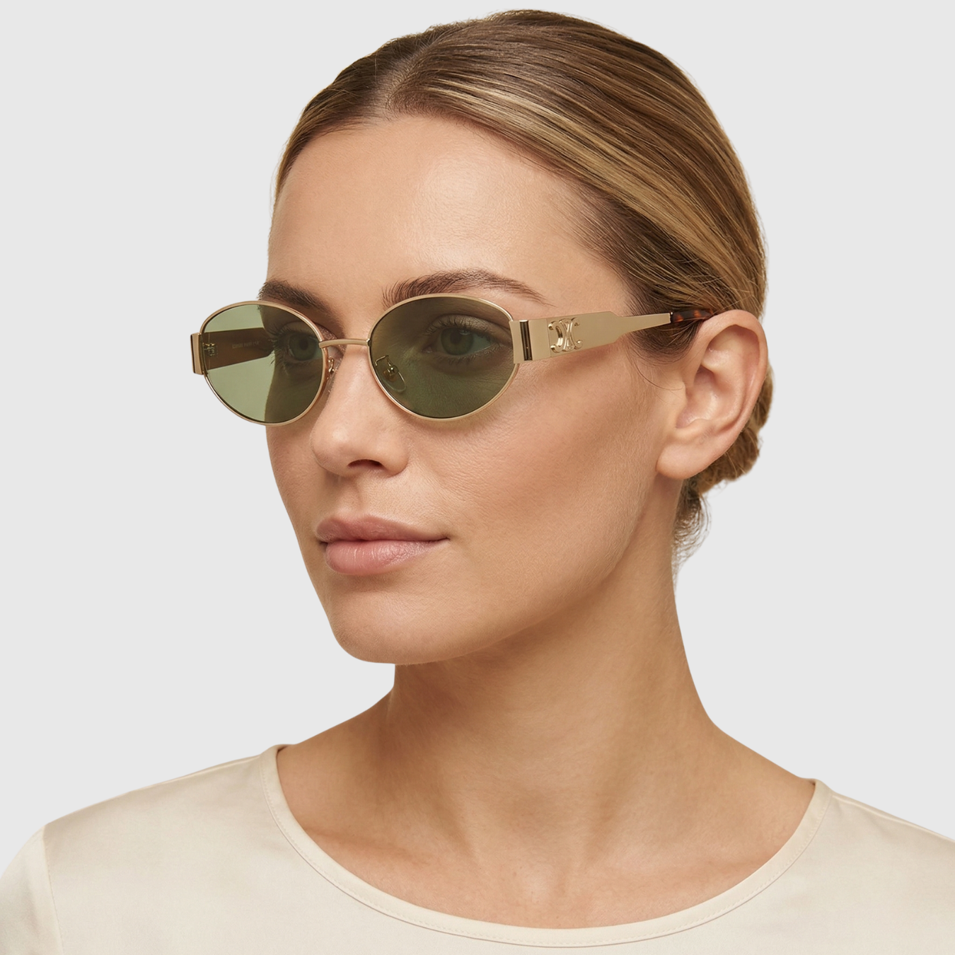Lunettes de soleil femme ovales monture métal protection UV400 style vintage