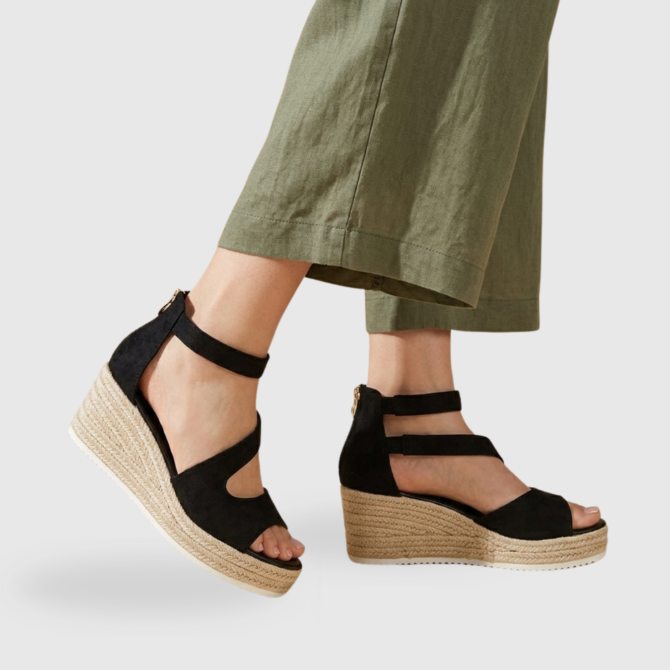 Sandales compensées femme espadrilles plateforme bride cheville ouvertes