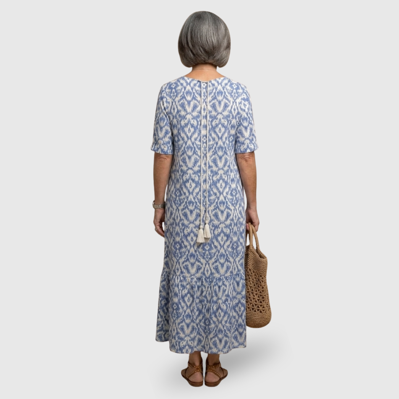 Robe bohème femme col V robe d’été fluide imprimée style vintage