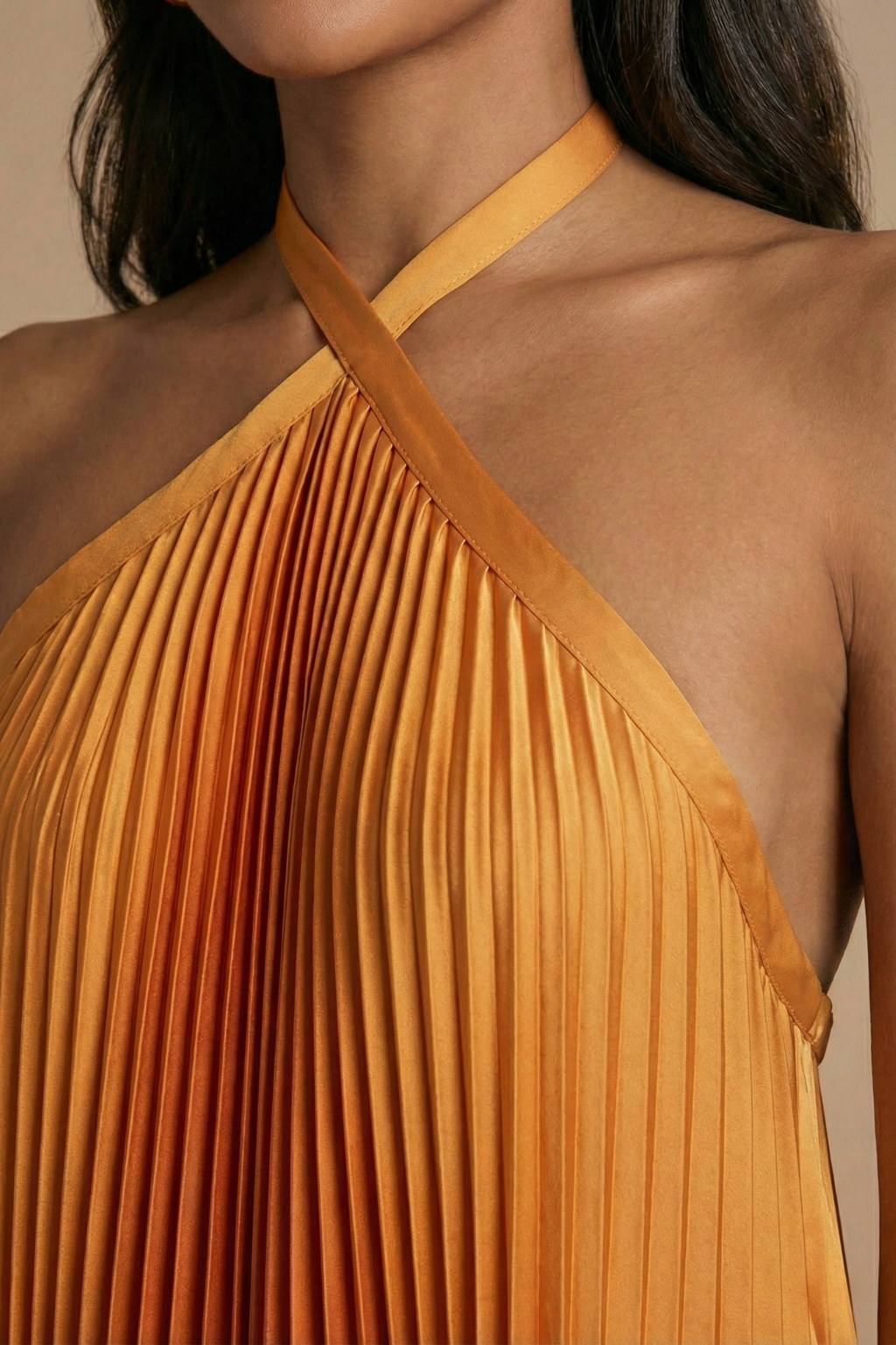 Robe maxi femme dos nu halter plissée fermeture lacets