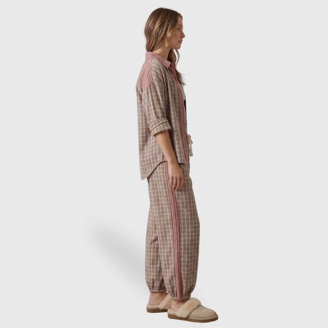Pyjama femme coton deux pièces ensemble nuit confortable extensible