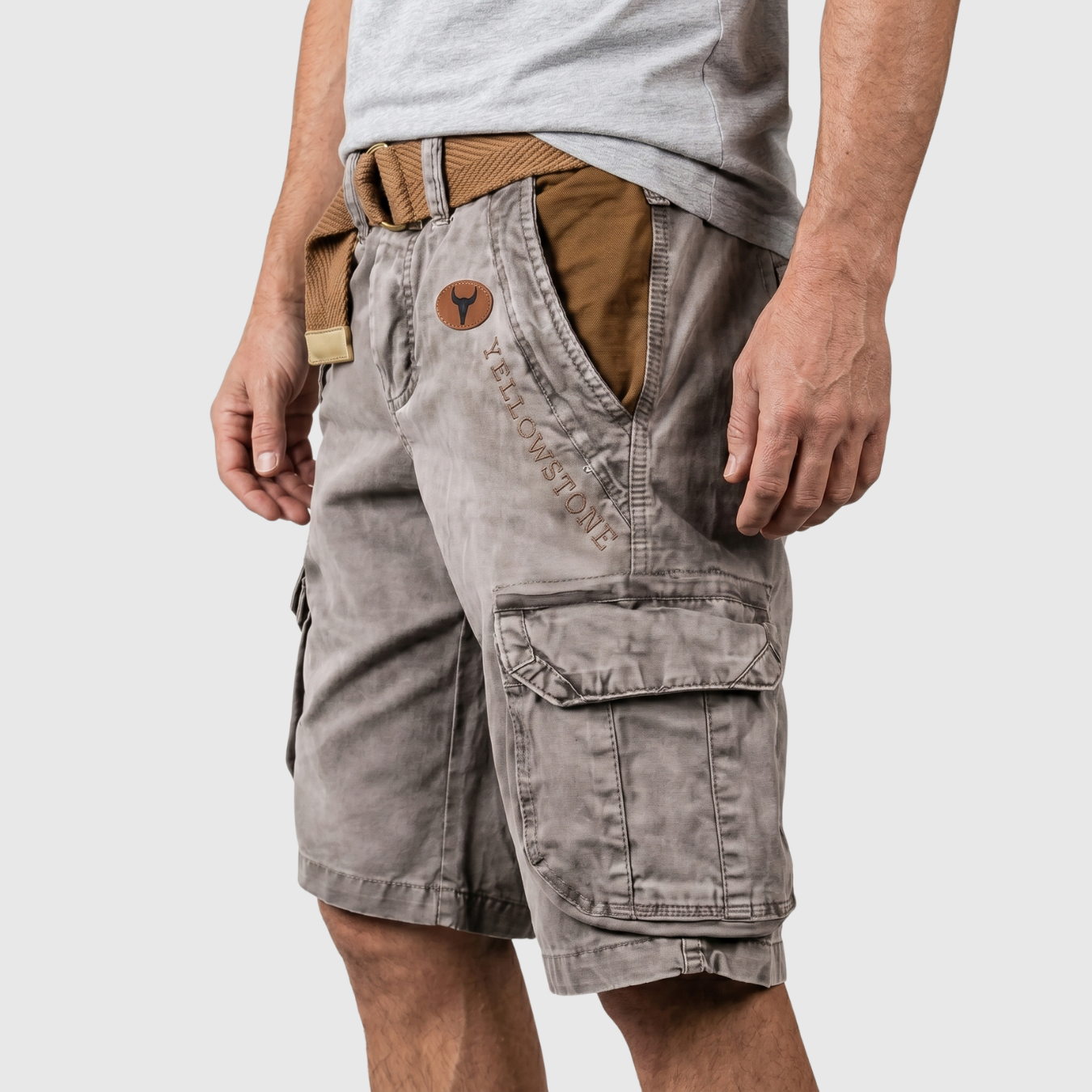 Short cargo homme multipoches coupe décontractée fermeture zippée