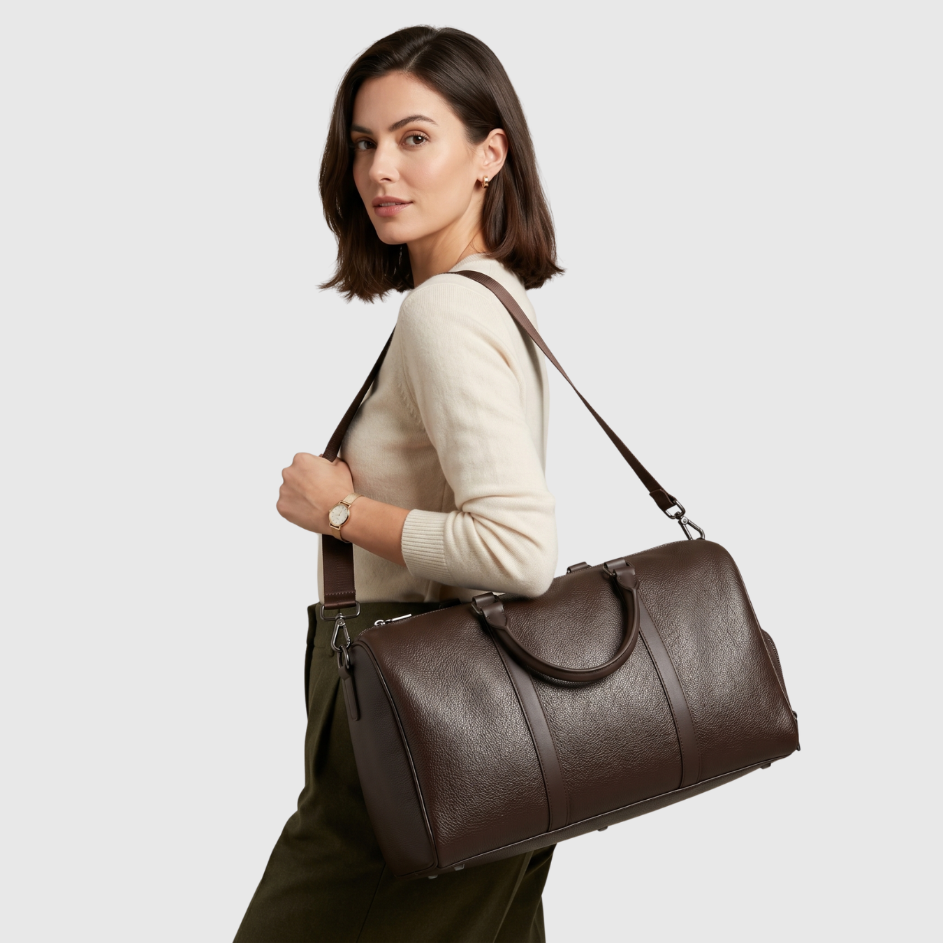 Sac de voyage femme type duffle cuir synthétique grande capacité