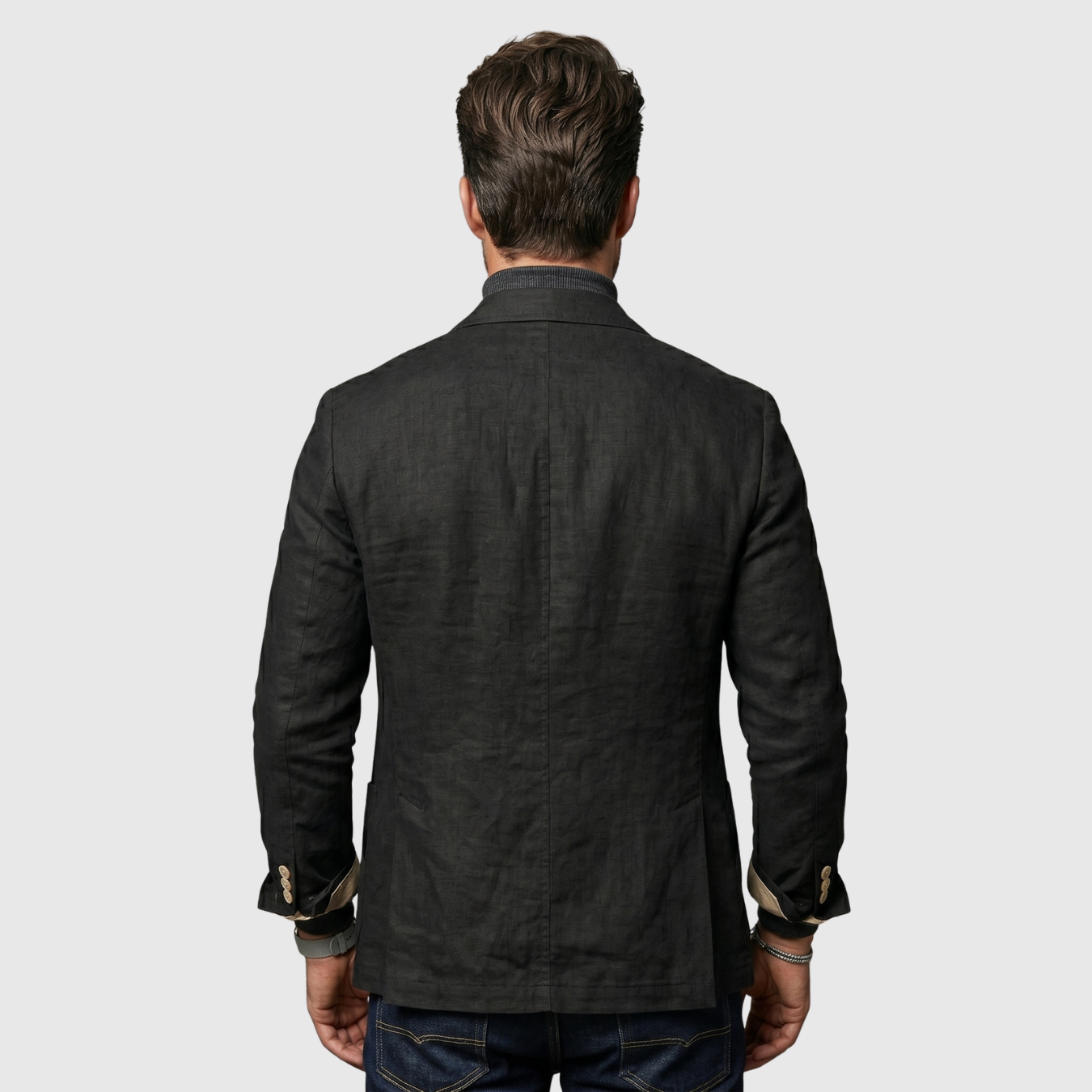 Veste homme en lin coupe décontractée fermeture boutonnée