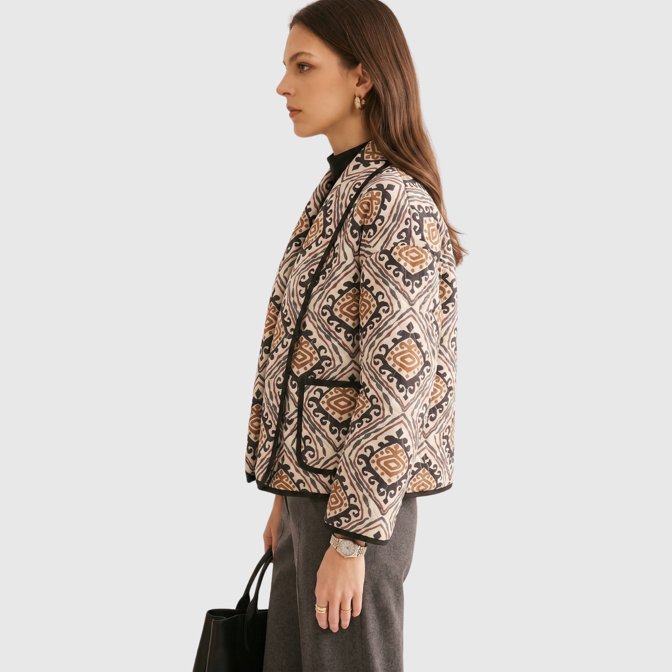 Veste femme imprimé ethnique coupe ample style bohème