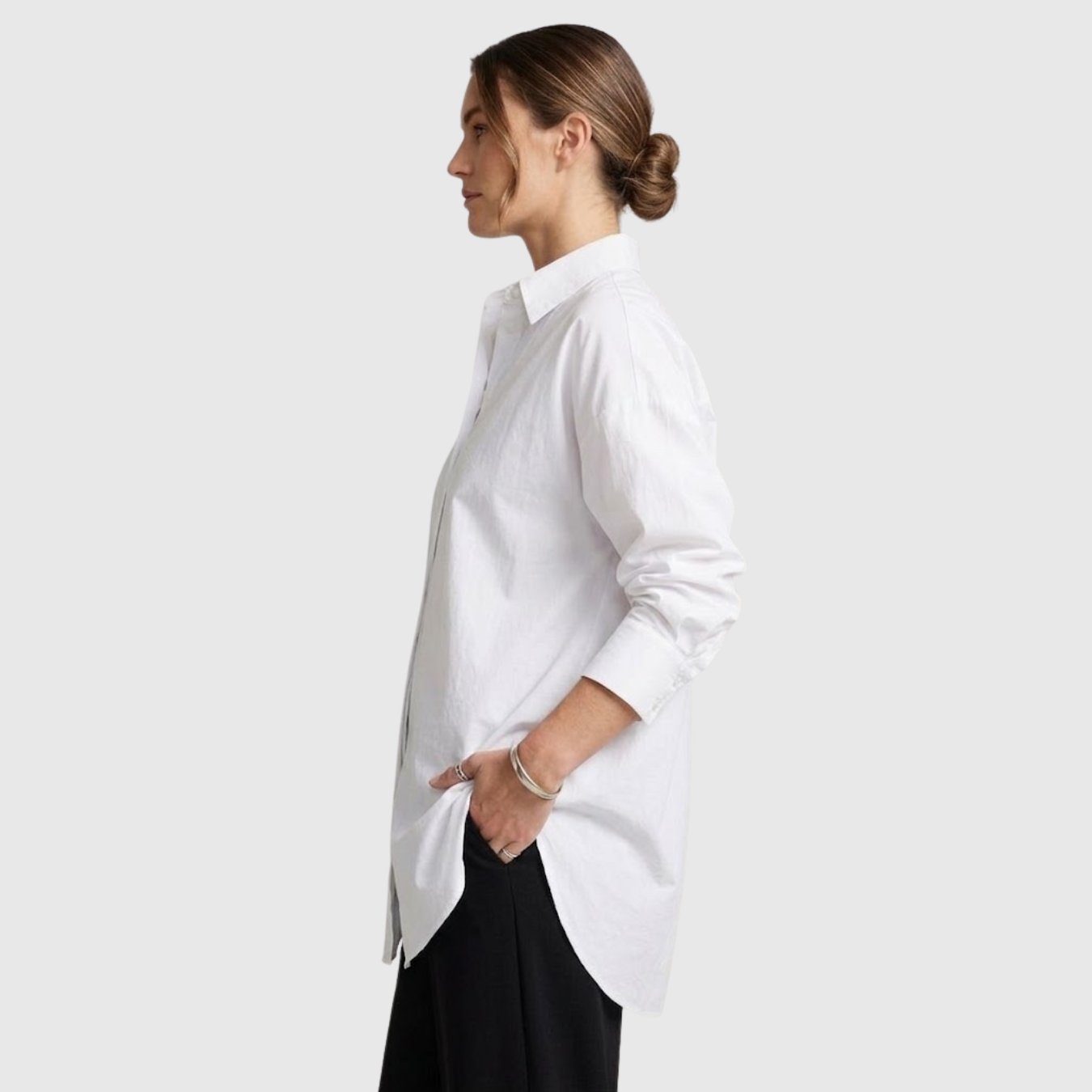 Chemise femme longue manches longues col chemise coupe ample boutonnée