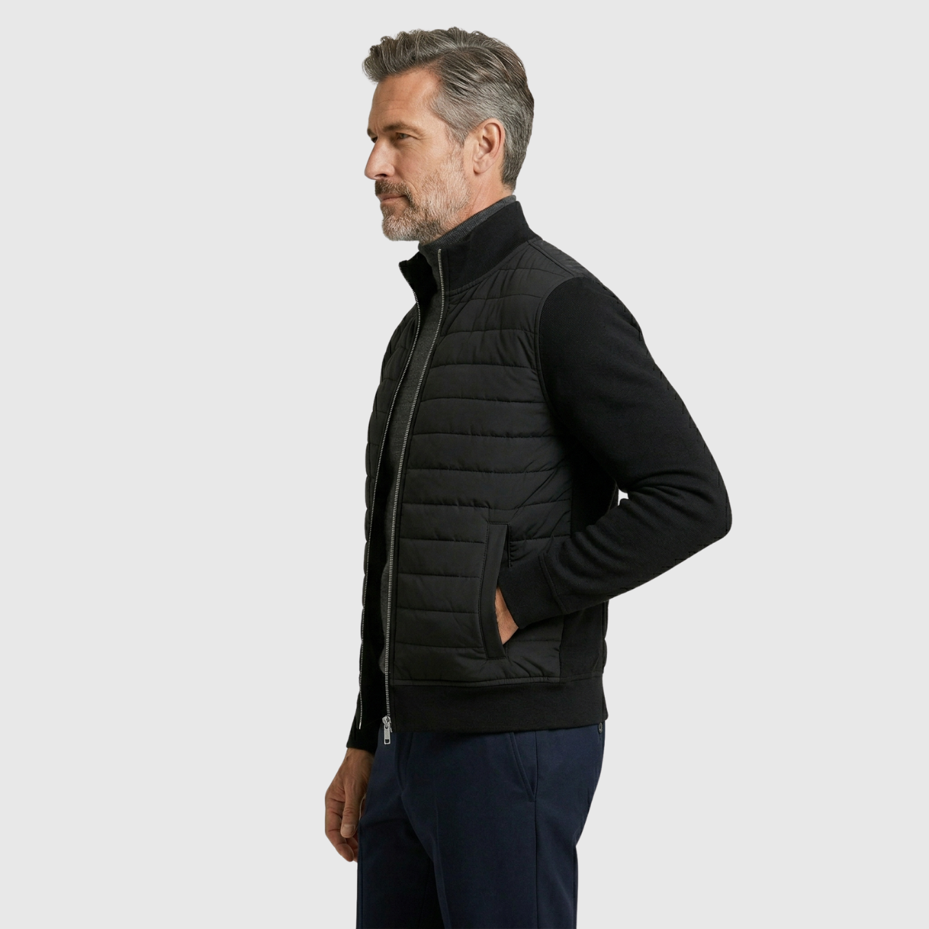 Veste homme hybride manches tricotées zippée mi-saison