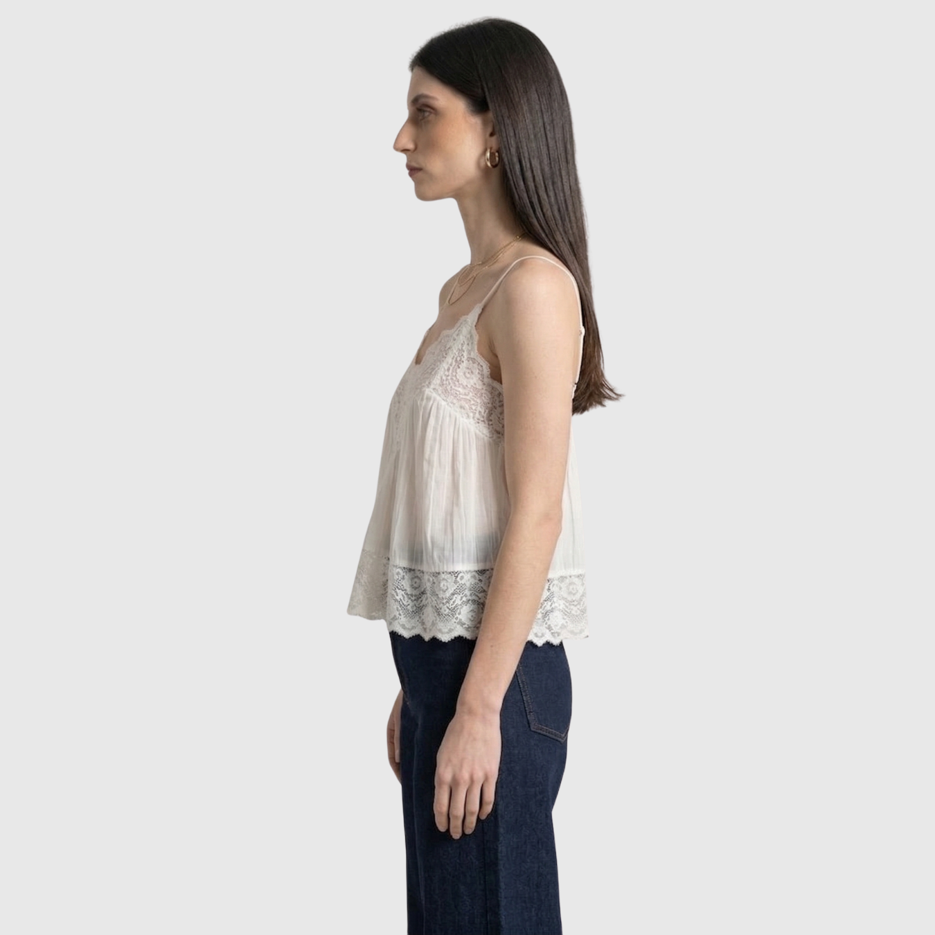 Caraco femme dentelle bretelles fines col en V coupe fluide été