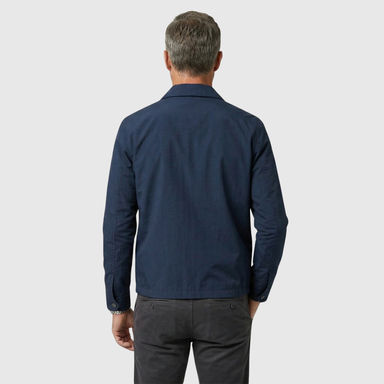 Veste homme mi-saison col montant fermeture zippée coupe ajustée casual business