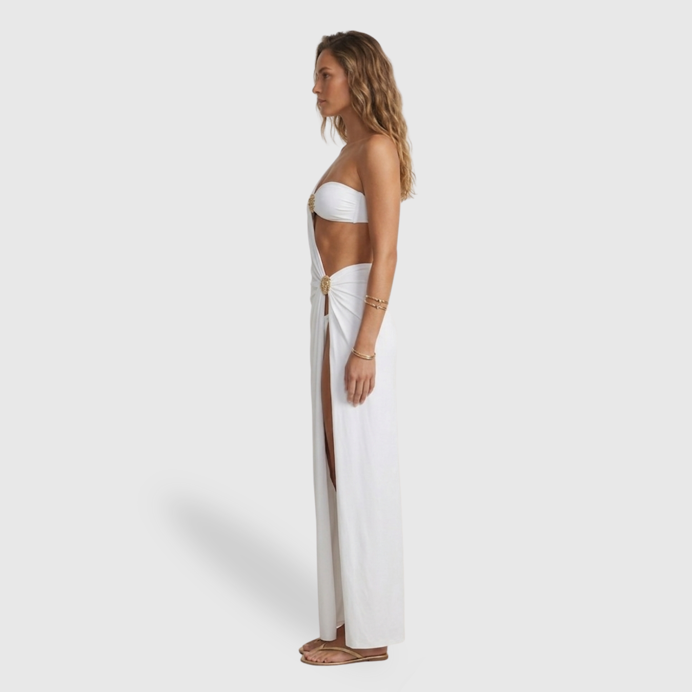 Maillot de bain femme 2 pièces drapé taille haute haut bandeau ensemble bikini