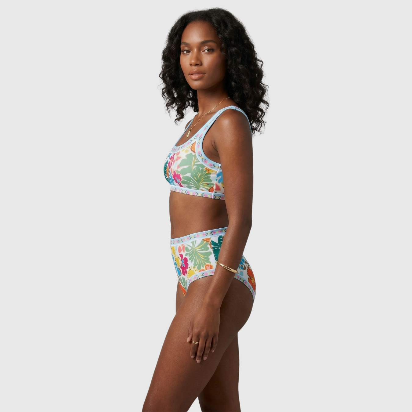 Maillot de bain femme bikini deux pièces taille haute soutien-gorge triangle ajustable