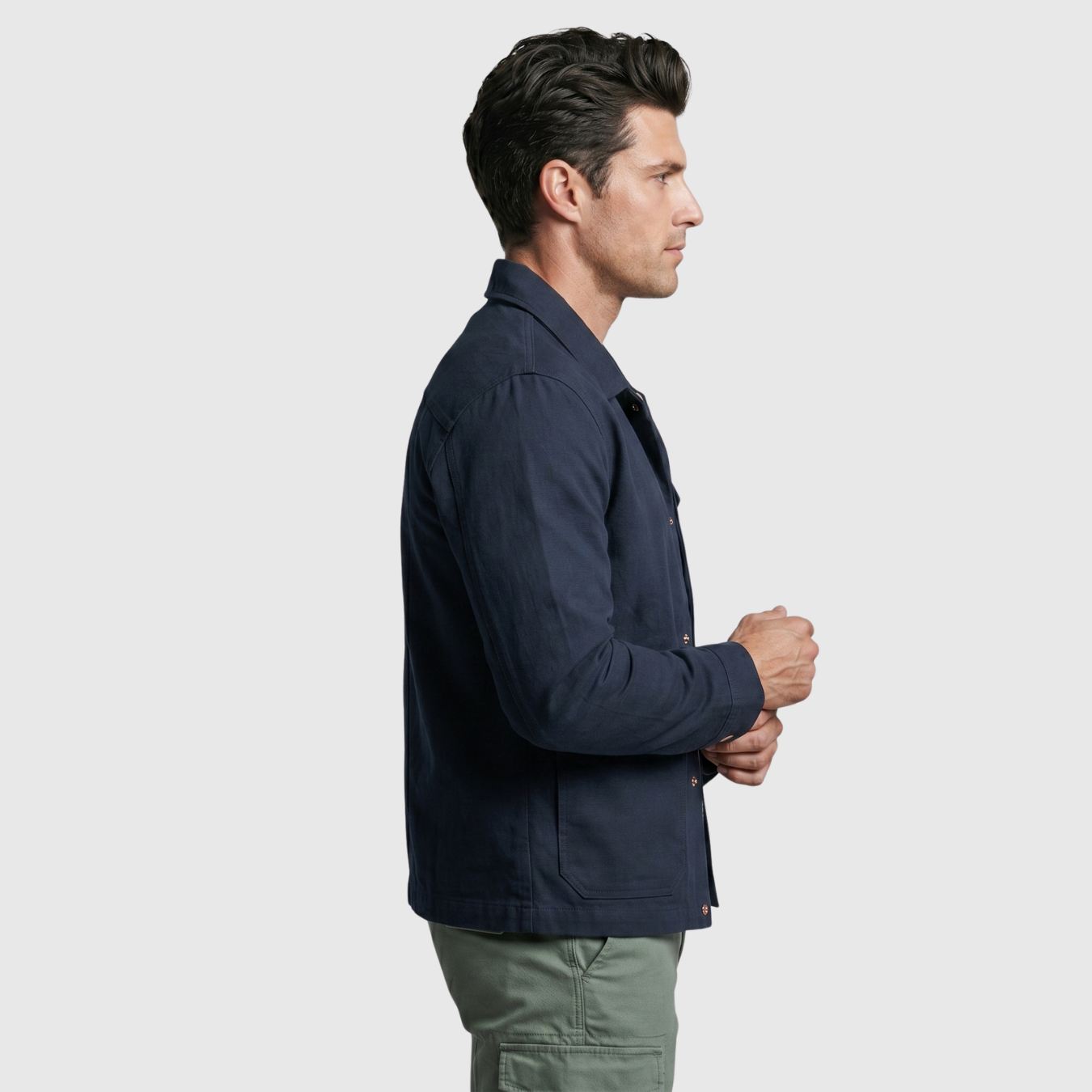 Veste homme boutonnée coupe droite col classique style casual