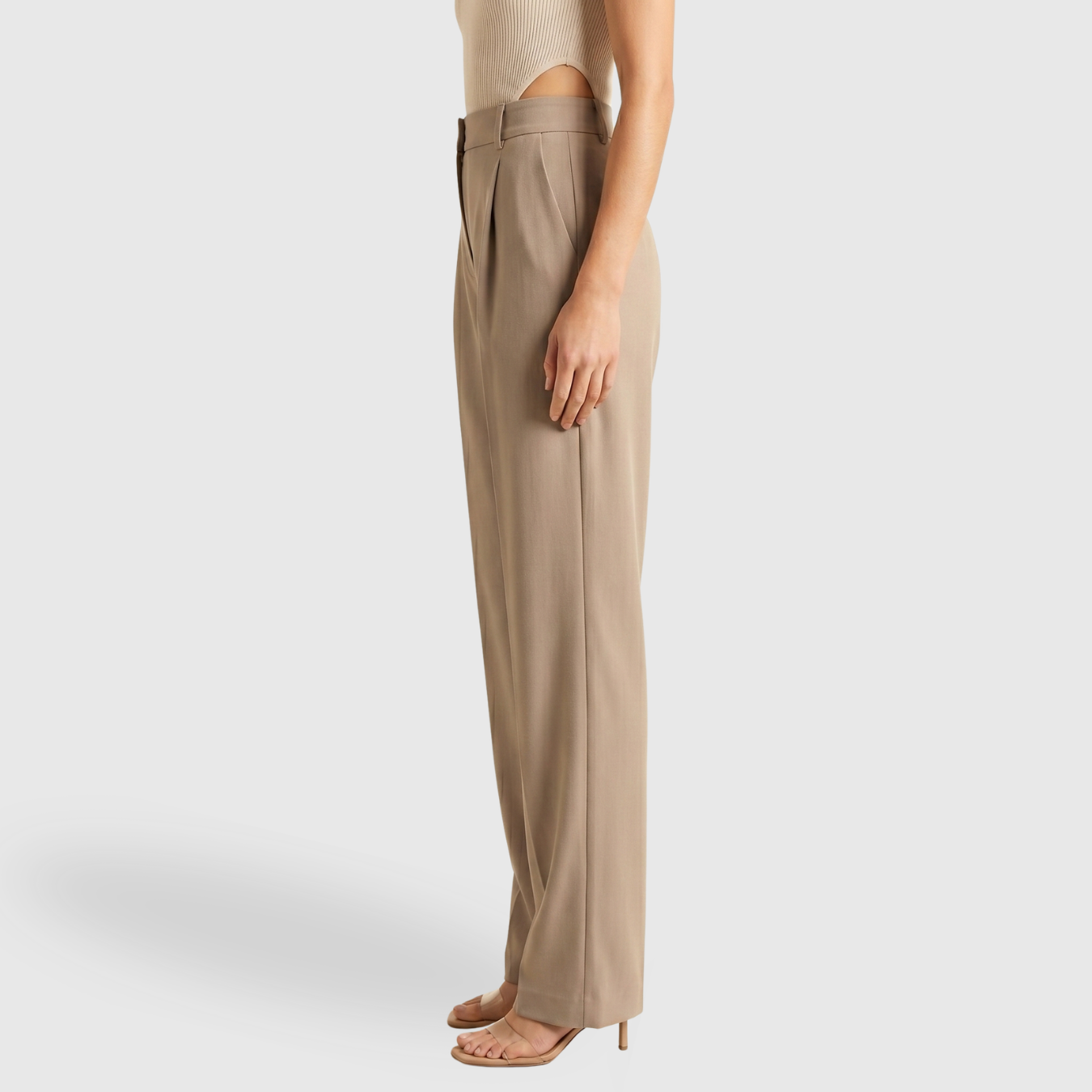 Pantalon femme large taille haute coupe droite élégant
