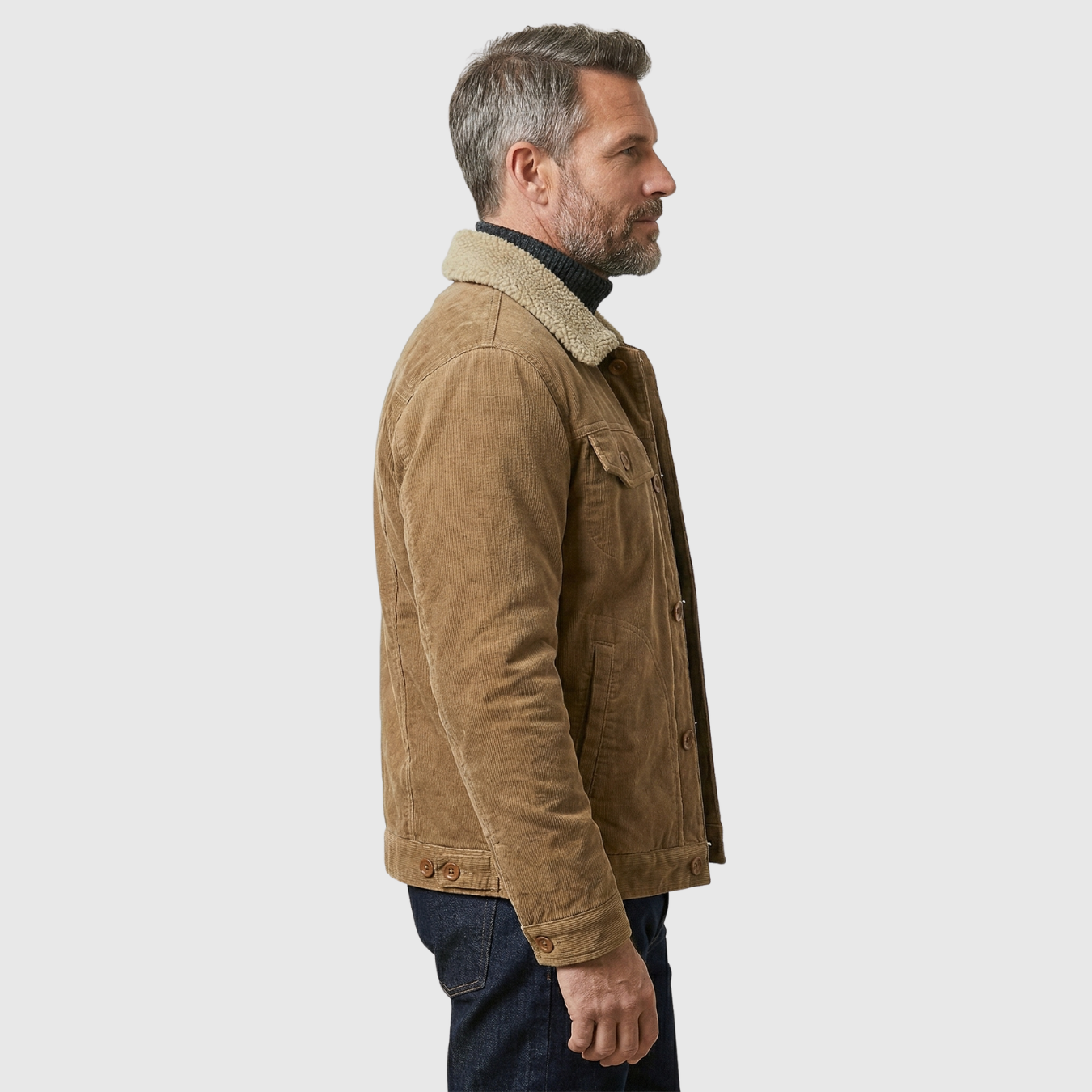 Veste en velours côtelé homme col chemise fermeture boutonnée poches multiples