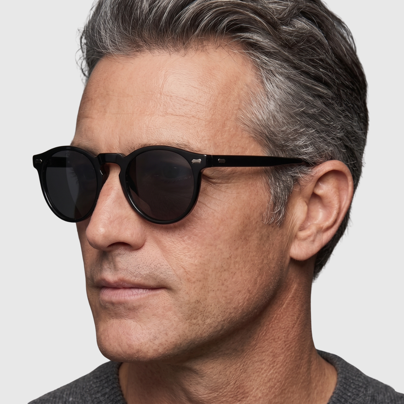 Lunettes de soleil homme rondes protection UV monture épaisse