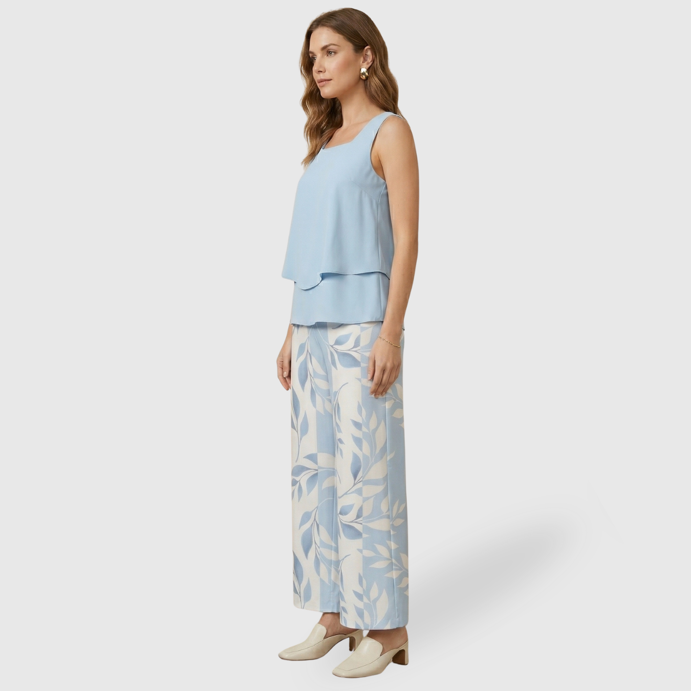 Ensemble femme deux pièces pantalon et top coupe fluide taille haute