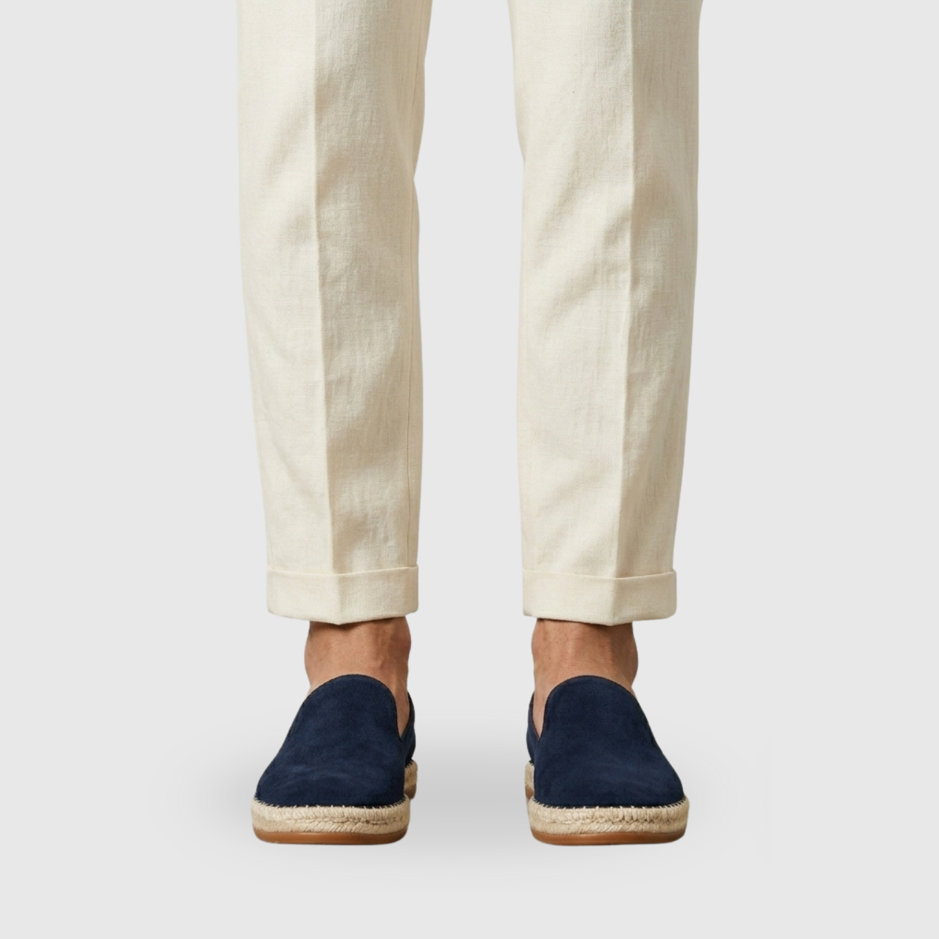 Mocassins homme toile sans lacets semelle corde style espadrille