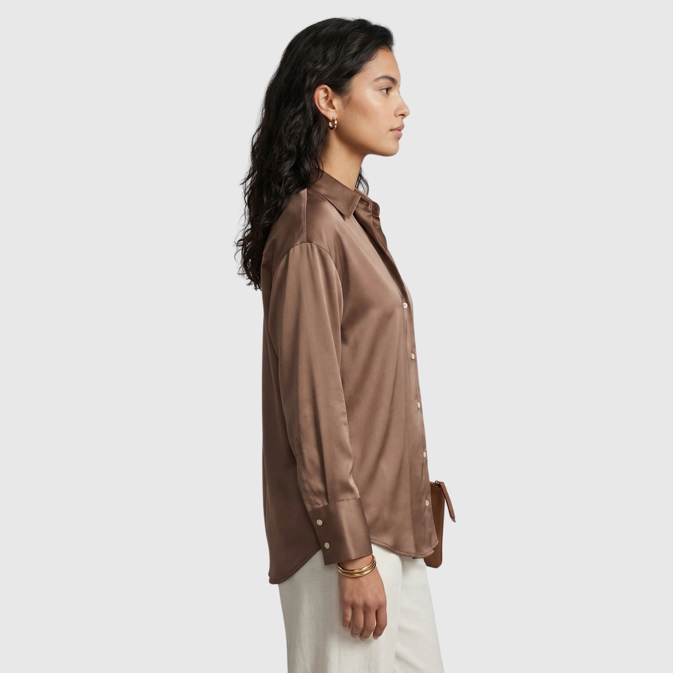 Chemise femme fluide manches longues col classique fermeture boutonnée