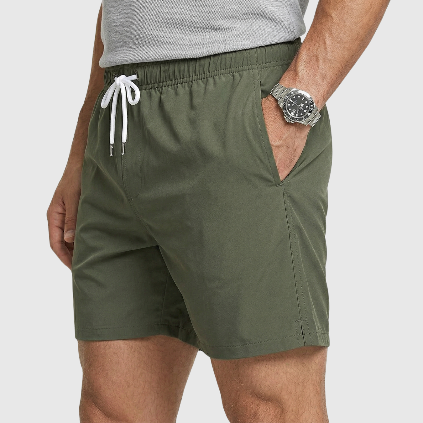 Short de bain homme séchage rapide taille élastique avec cordon et poches