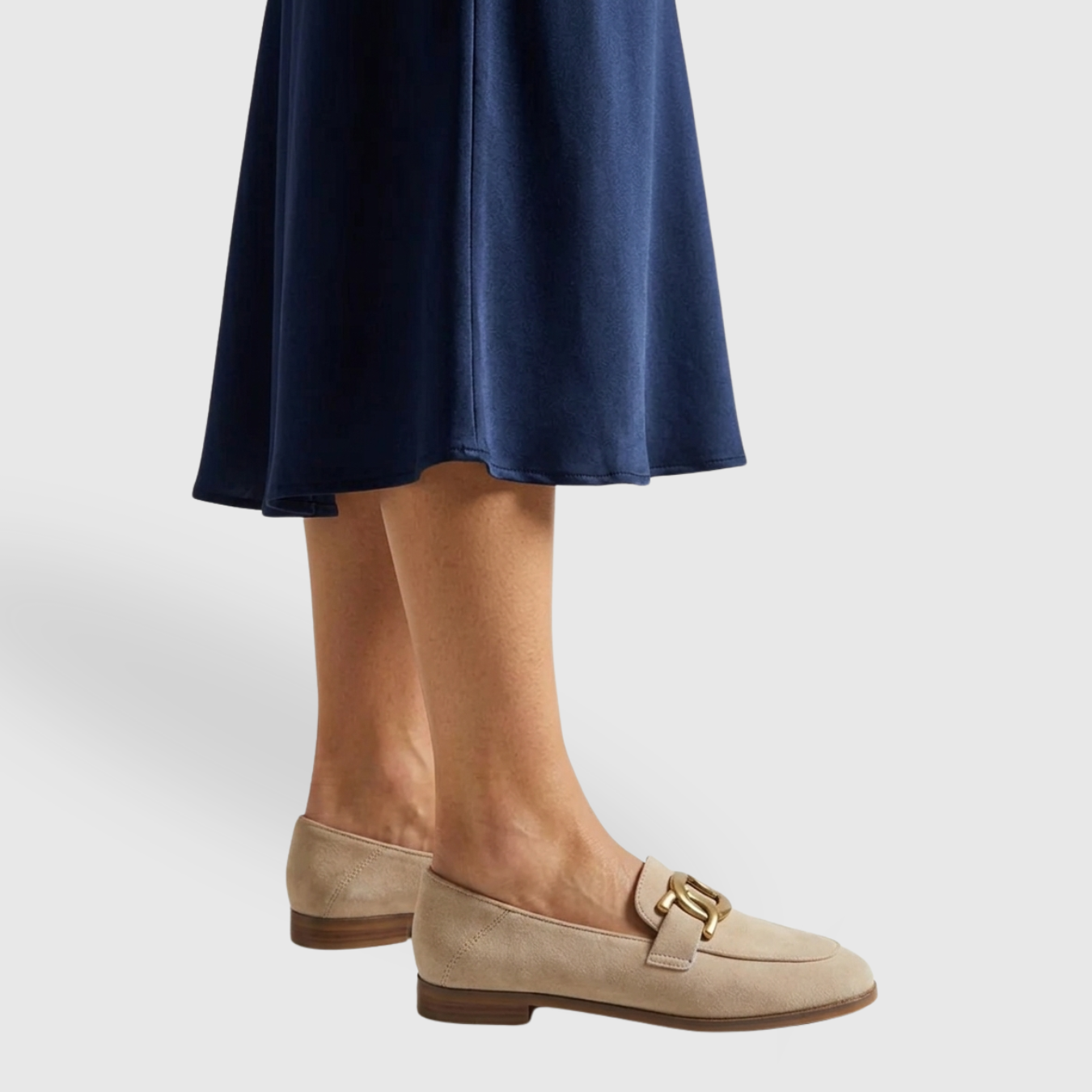 Mocassins femme en suédine à mors métallique